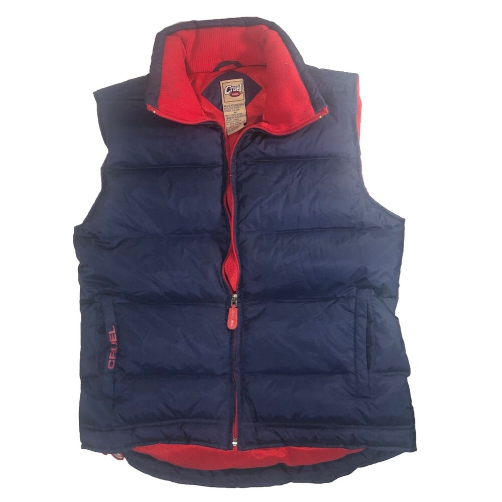 Cruel Girl Quilted Feather Down Blue/Red Puffer Vest Women's Size Medium - Picture 1 of 8
